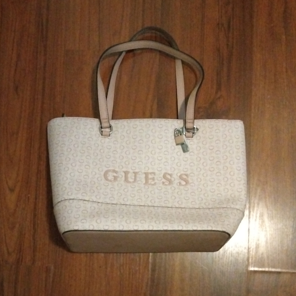 Guess Beige and Brown Tote Bag